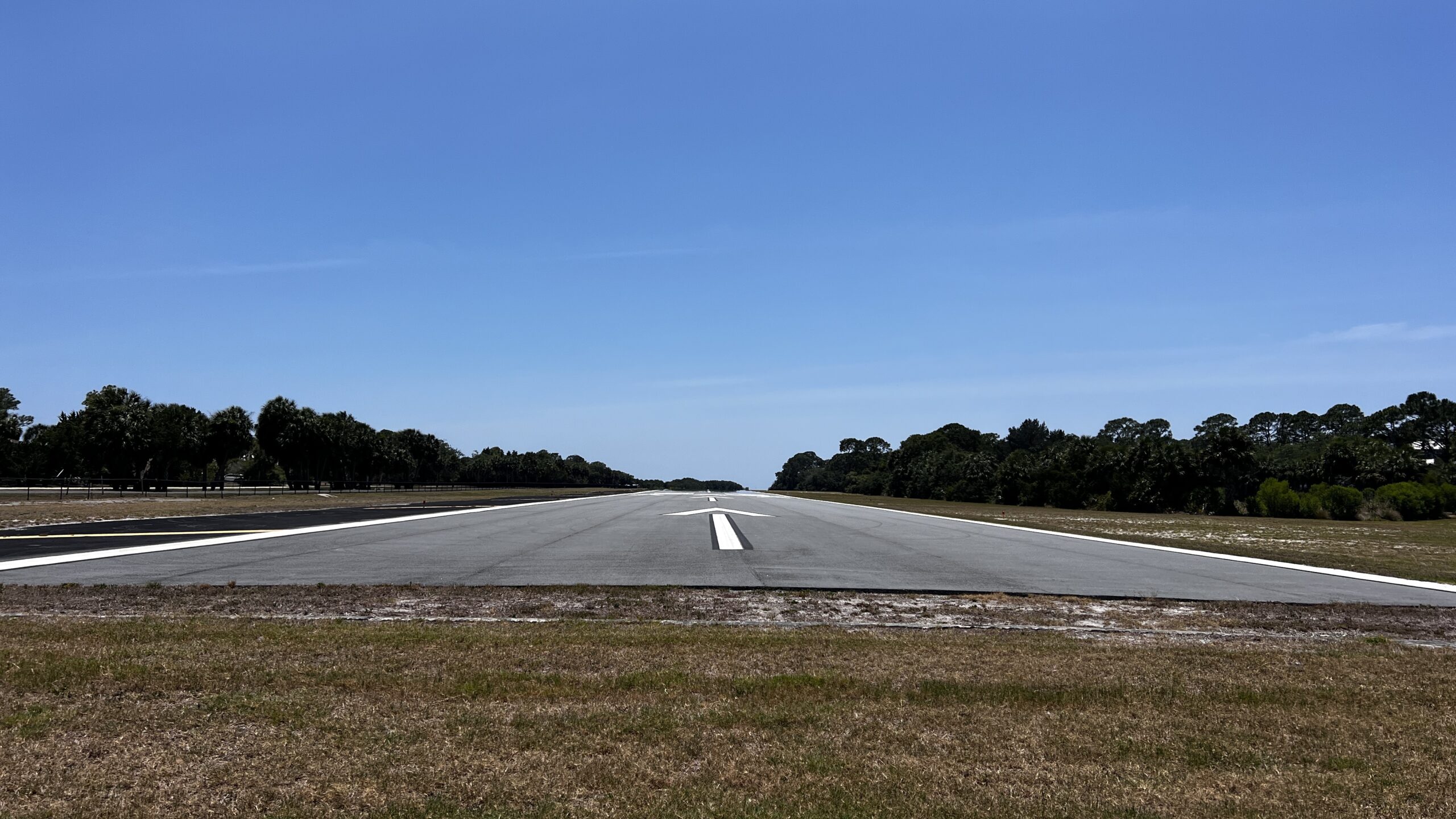 Looking down the runway at the Cedar Key Airport