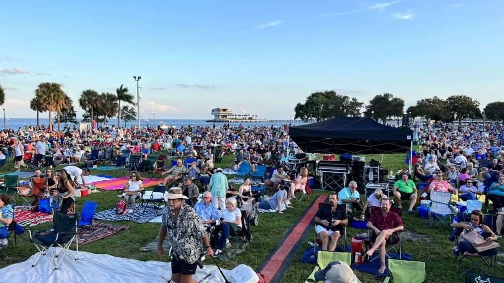 Vinoy Park, looking back toward the concert audience with the Pier in the background