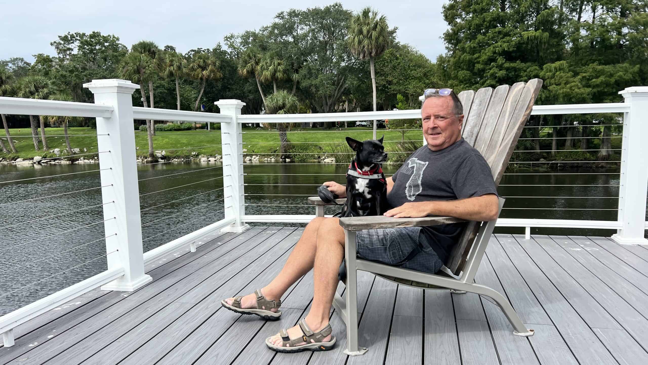 Lee and Spinnaker taking a break in Sims Park, New Port Richey