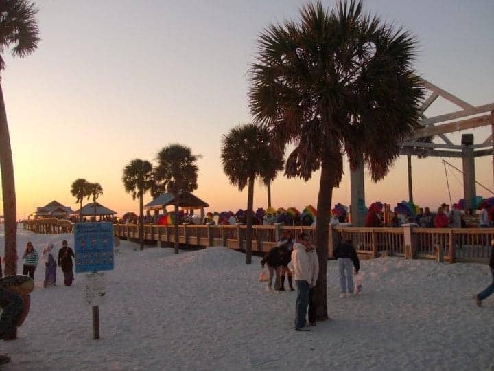 Parking at Clearwater Beach Pier 60 at sunset