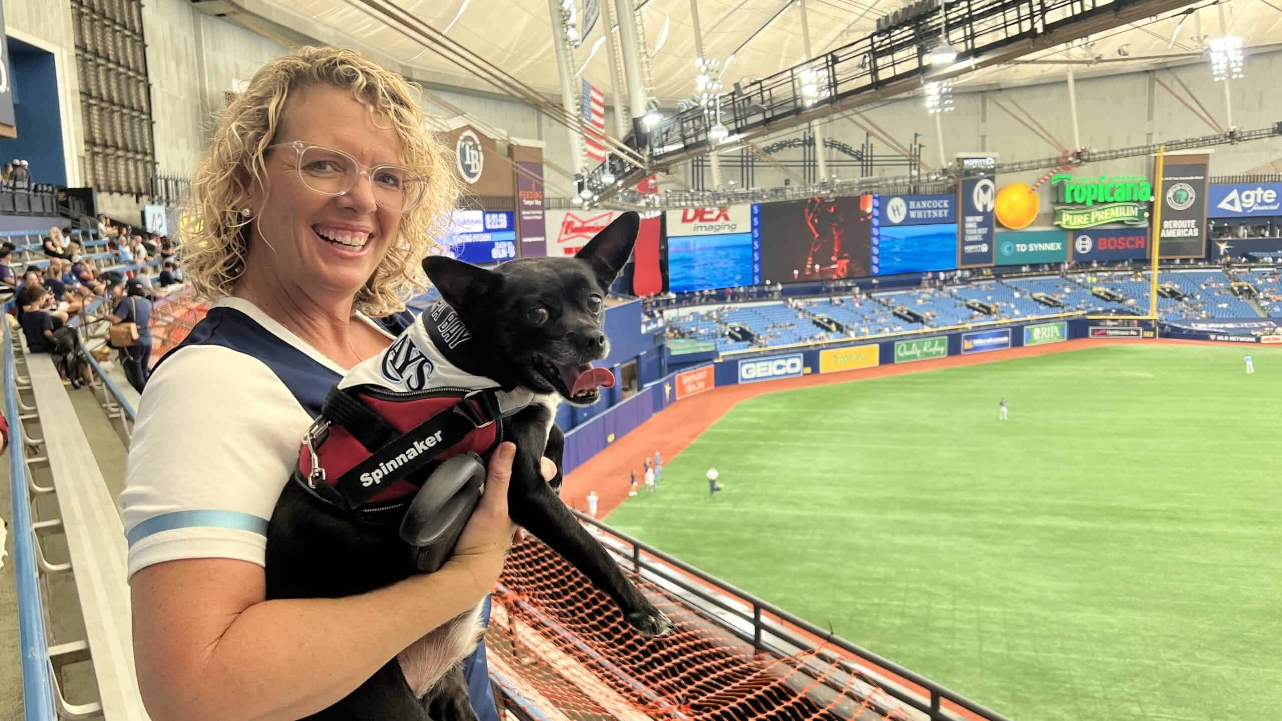 Fleurty Girl and Spinnaker cheering on the Tampa Bay Rays. 