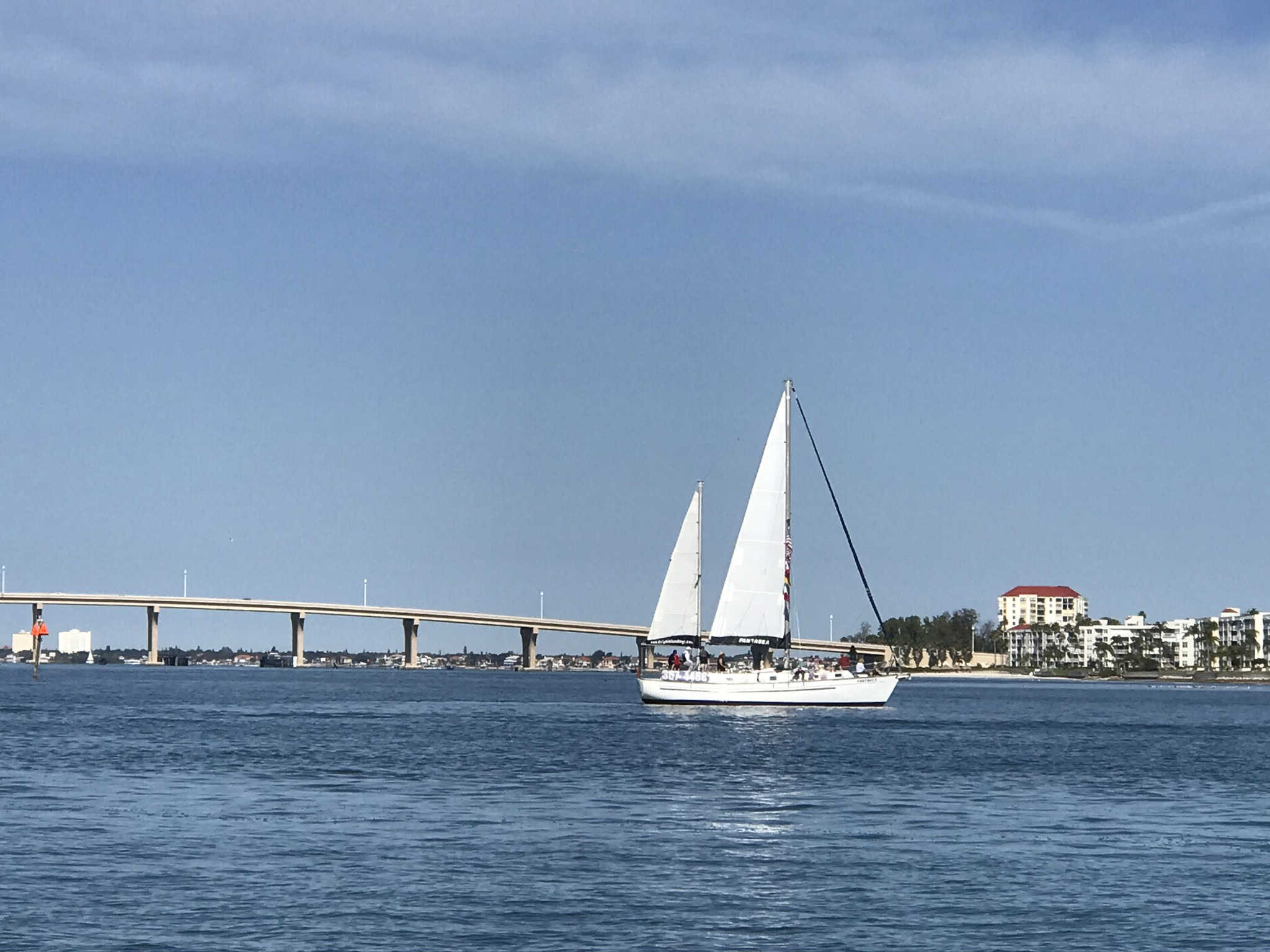 A sailboat in the intercoastal waterway.