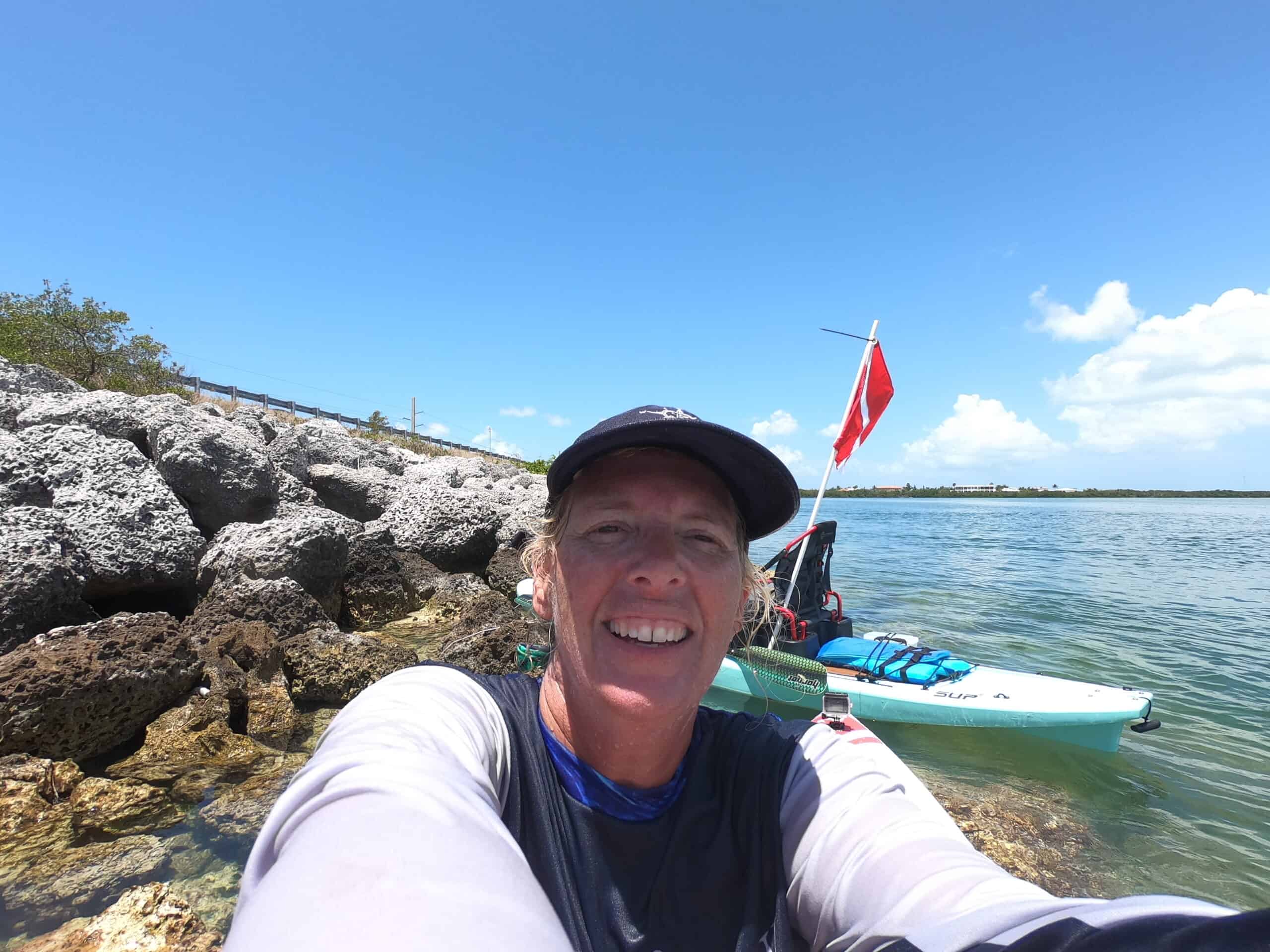 FleurtyGirl is ready to snorkel from her paddleboard.