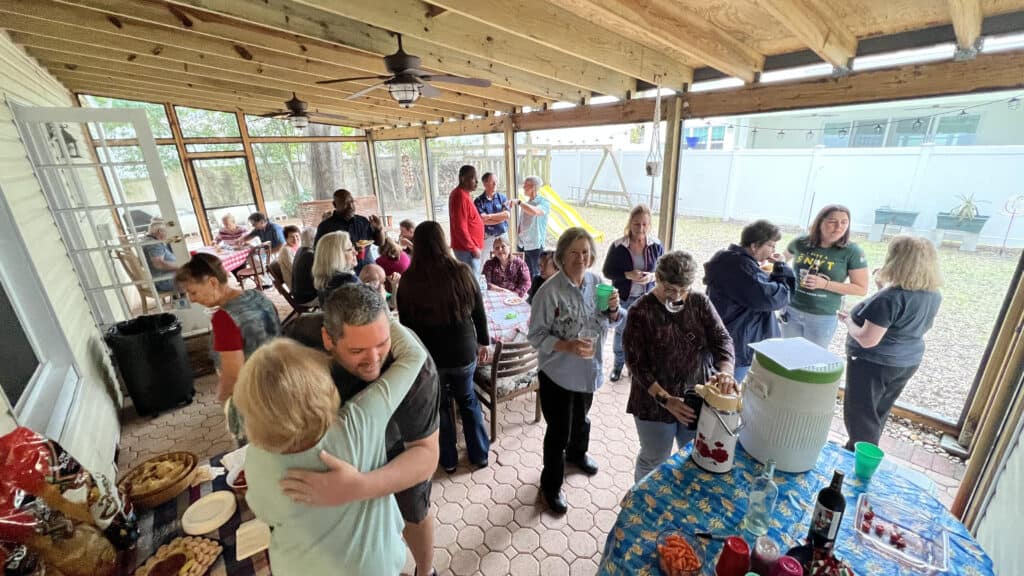 Our gathering on the patio in Tampa
