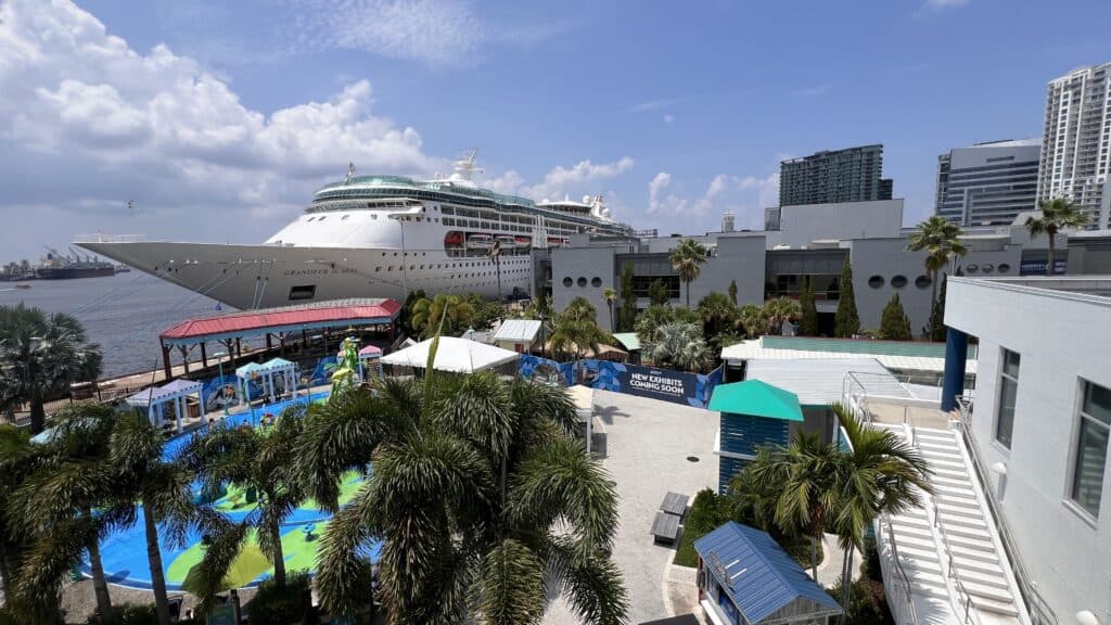 A cruise ship in downtown Tampa